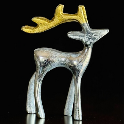 Elegant Silver and Golden Antler Reindeer