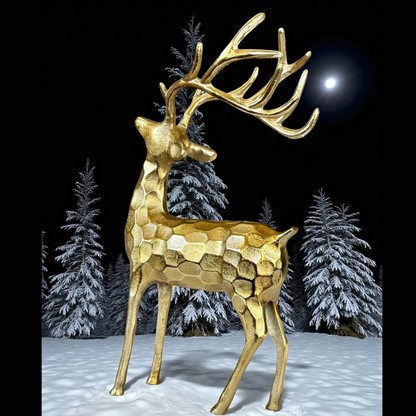 Elegant Gold Deer Statue with Royal Charm
