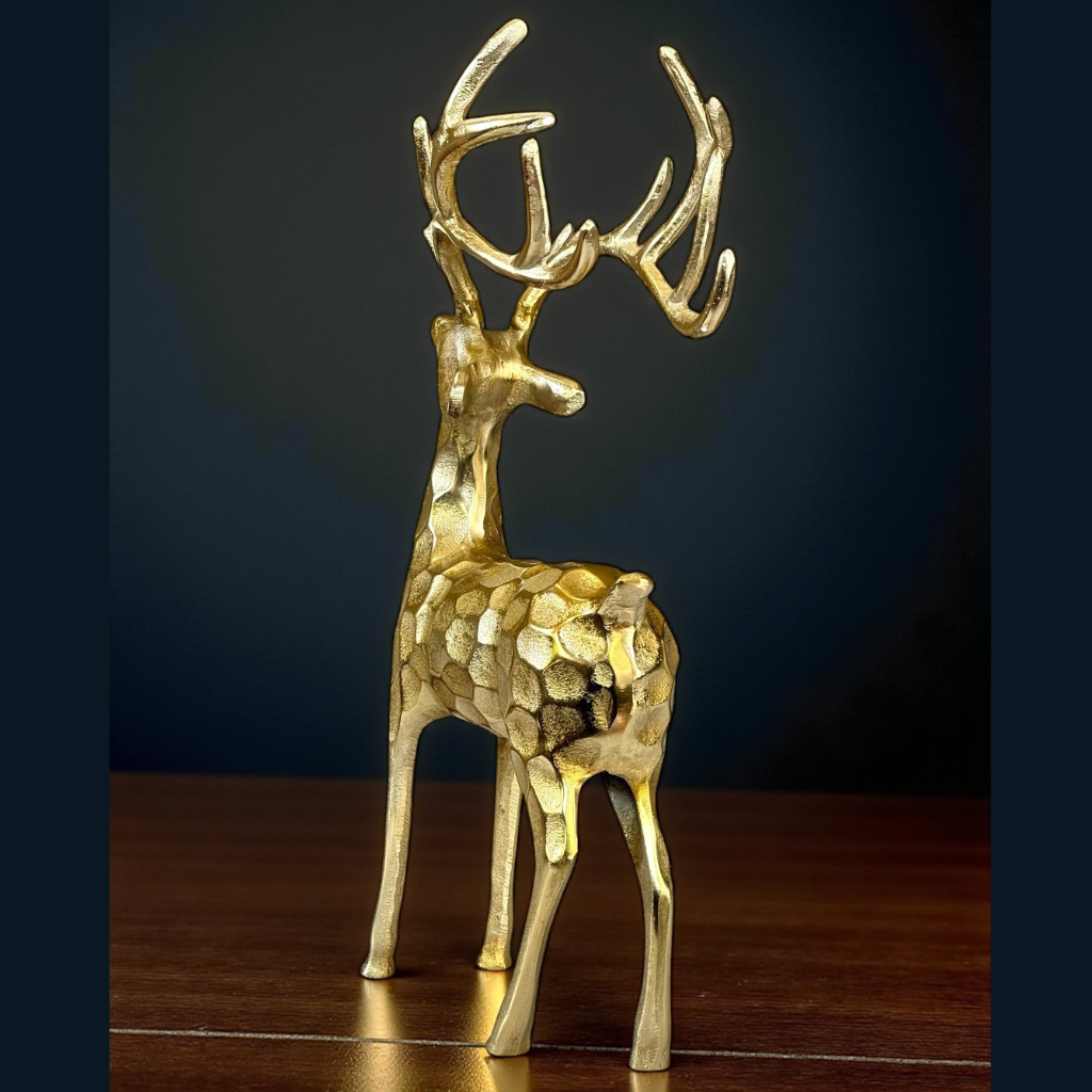 Elegant Gold Deer Statue with Royal Charm