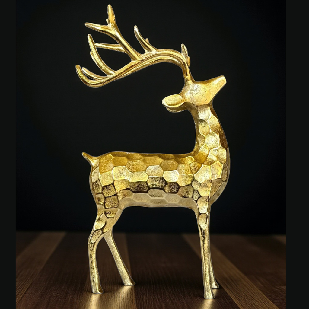 Elegant Gold Deer Statue with Royal Charm