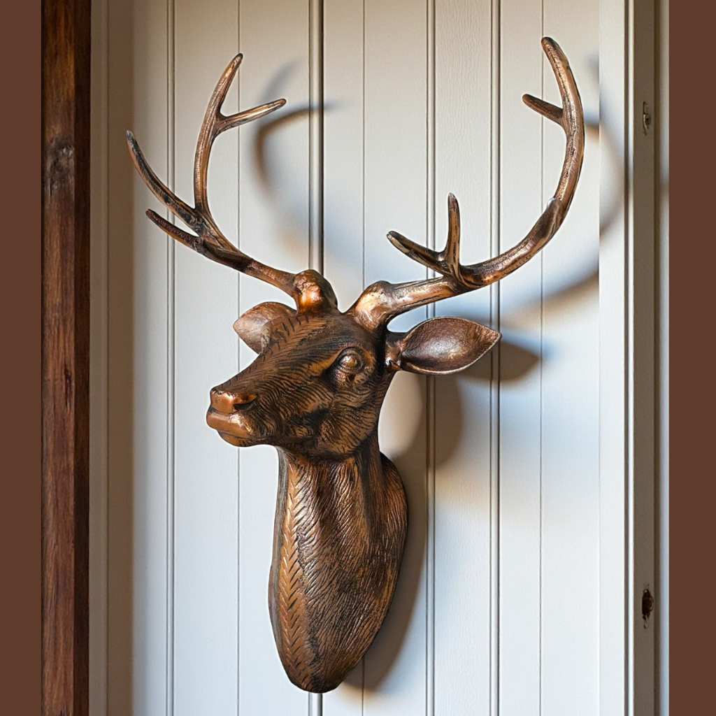 Bronze Stag Head Wall Sculpture