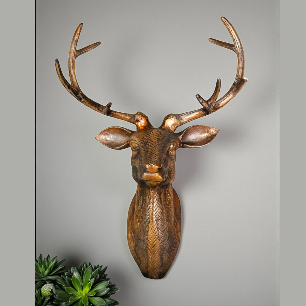 Bronze Stag Head Wall Sculpture