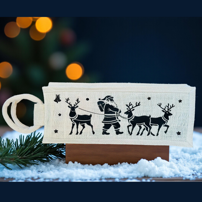 Santa & Reindeer Holiday Wine Bag