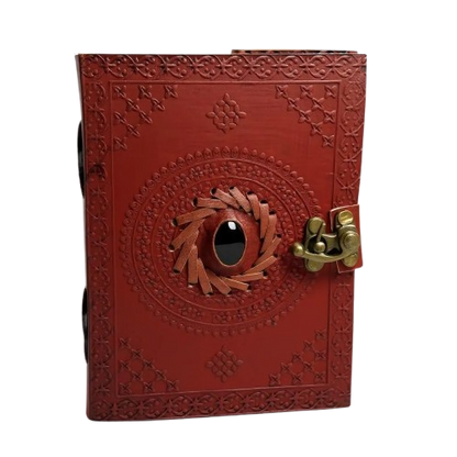 Red Leather Diary with Blue Stone