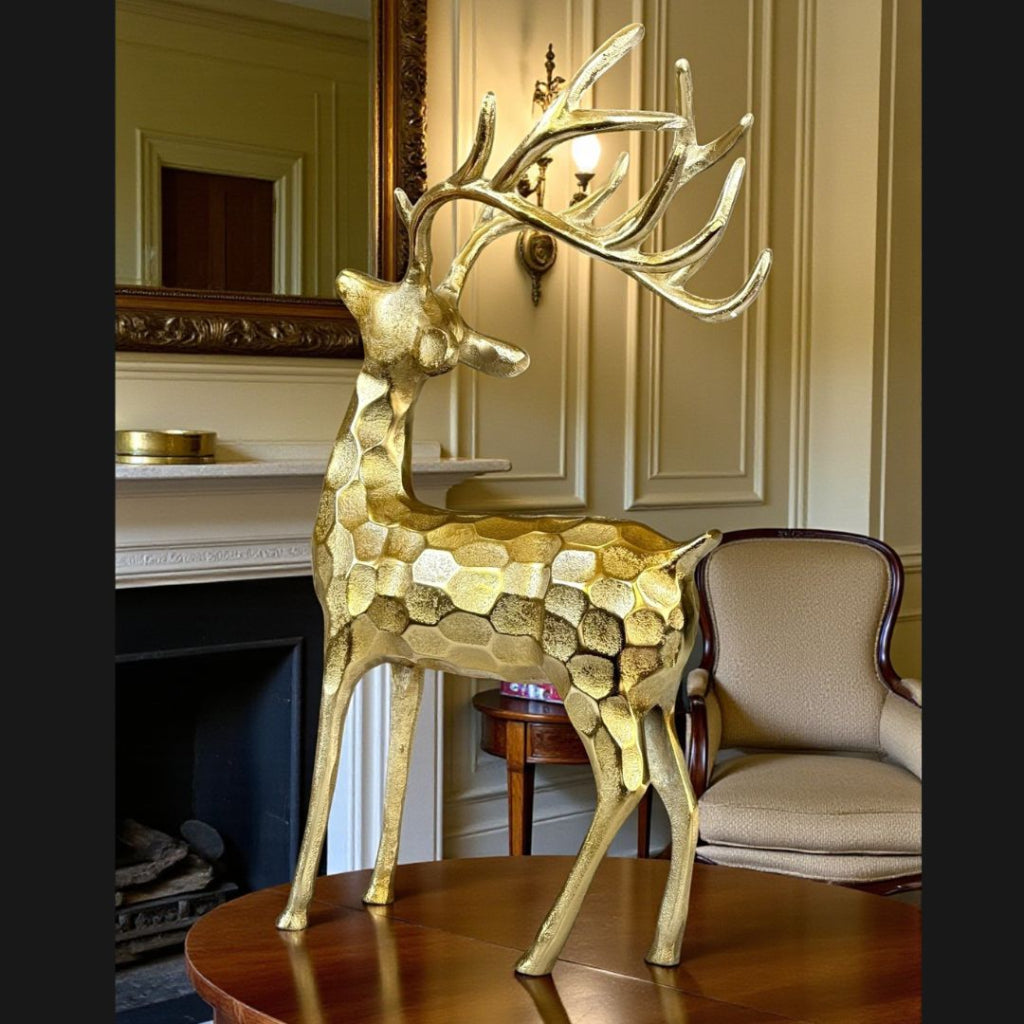 Elegant Gold Deer Statue with Royal Charm