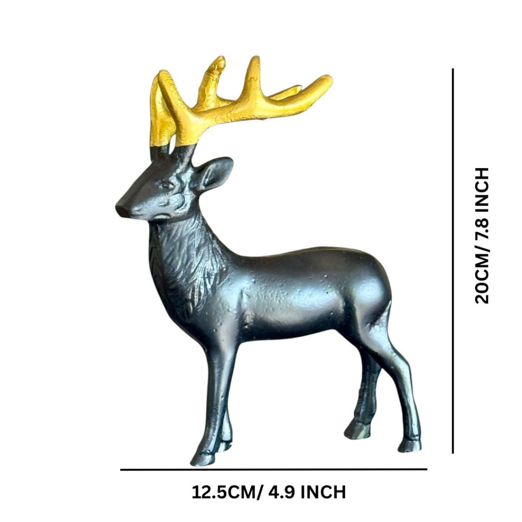 Elegant Black Gold Reindeer Figurine