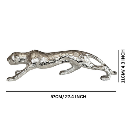 Sleek Silver Panther Sculpture