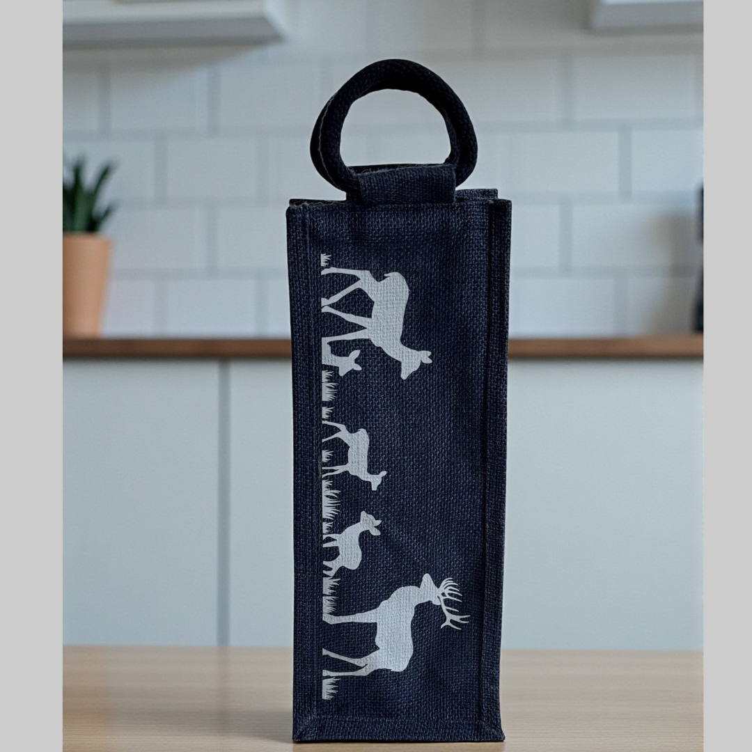 Reusable Wine Gift Tote with Deer Pattern