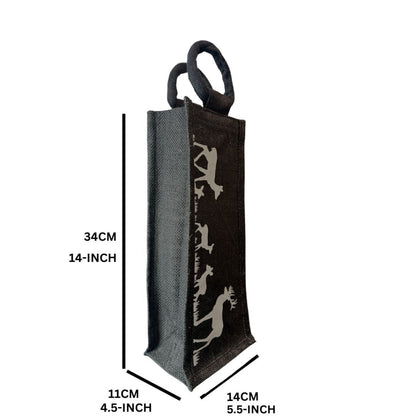 Elegant Deer Print Black Wine Tote