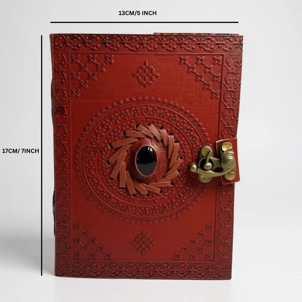 Red Leather Diary with Blue Stone