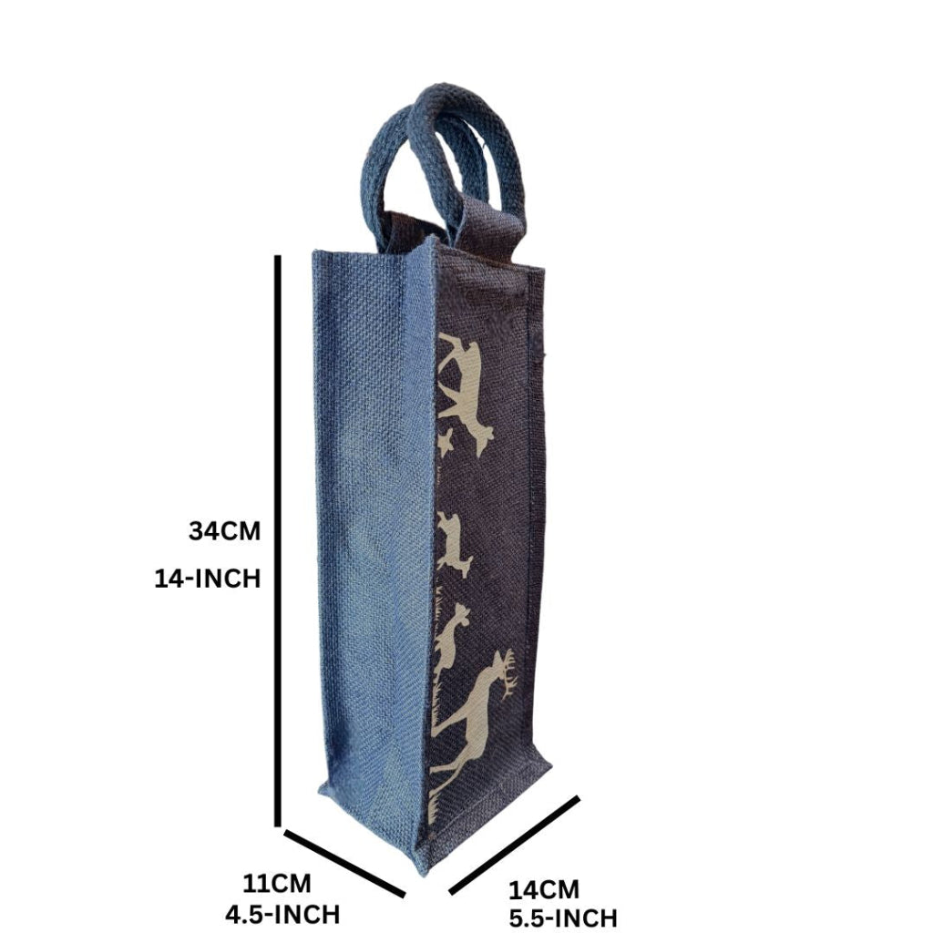 Reusable Wine Gift Tote with Deer Pattern