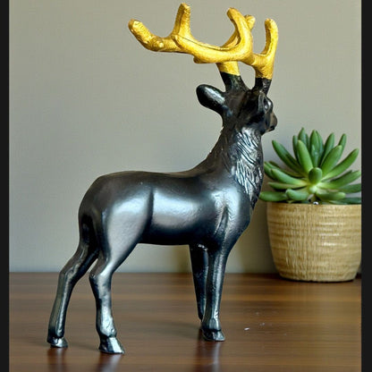Elegant Black Gold Reindeer Figurine