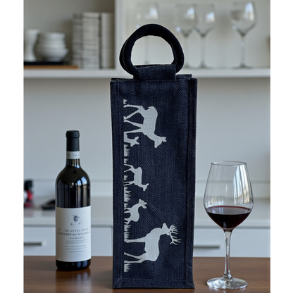Reusable Wine Gift Tote with Deer Pattern