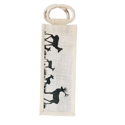 Rustic Jute Wine Bag wih Deer Print