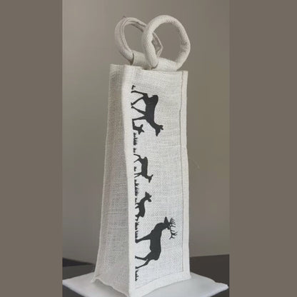 Rustic Jute Wine Bag wih Deer Print