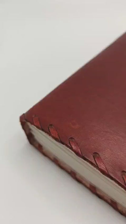 Red Leather Diary with Blue Button & Vintage Metal Locks